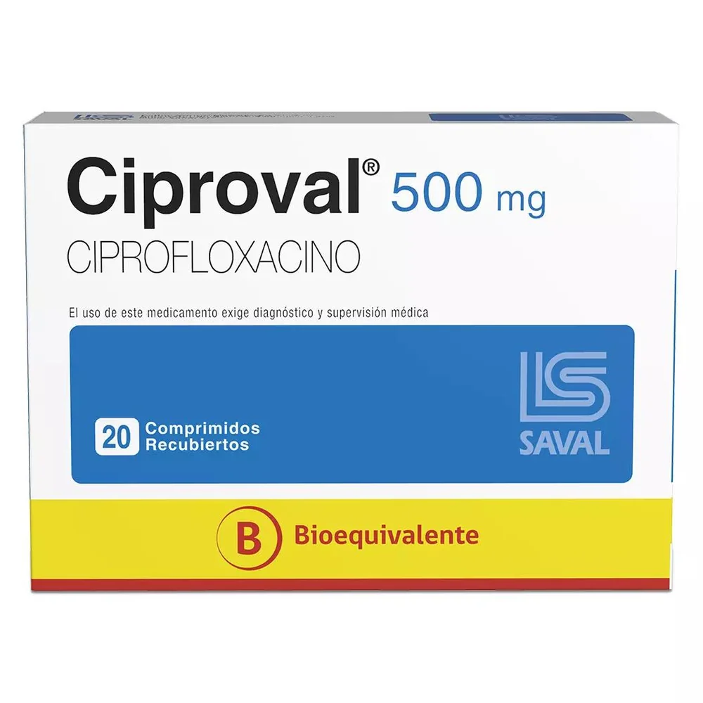 CIPROVAL 500 MG X 20 COMP RECUBIERTOS (CIPROFLOXACINO)